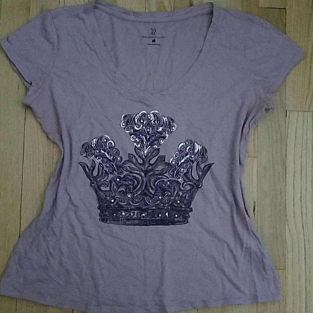 Purple Metallic V-Neck Ladies Tee-Large (see desc)